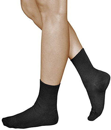 vitsocks Calzini senza Elastico Sanitari 98% COTONE Donna (3 PAIA) Calze No Stress che non Stringono Caviglia, nero, 35-38