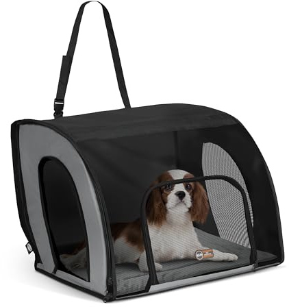 K&H PET PRODUCTS Travel Safety Carrier for Pets, Dog Crate For Car Gray/Black Medium 24 X 19 X 17 Inches