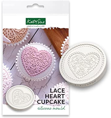 Katy Sue Lace Heart Cupcake Silicone Mould for Cake Decorating