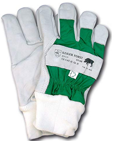 KEILER FORST Forsthandschuh Größe 12.0 (XXXL) – Lederhandschuh EN388 CAT II – KWF geprüft – weiß/grün