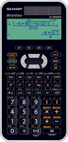 Sharp EL-W550XG Wissenschaftlicher Schulrechner (4-zeilige Anzeige, WriteView, D.A.L.-Eingabe) Schwarz