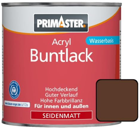 Primaster Acryl Buntlack 375ml Schokobraun Seidenmatt Wetterfest Holz & Metall