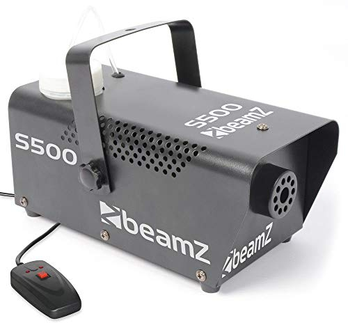 Beamz S500M Machine à fumée en métal, 500 Watts, Réservoir de 250 ml, Liquide inclus, Temps de chauffe 3 min, 50m3 de fumée par minute, Plug and Play, Idéal pour soirée DJ ou mariage