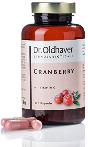 Dr. Oldhaver Cranberry Kapseln (120 Stück) Nahrungsergänzung - Kombination aus natürlichem Cranberrysaft Pulver, hochwertigem Cranberry Extrakt und Vitamin C für Harnwege und Blase