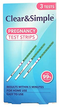 Clear and Simple HCG Pregnancy Test Strips - Pack of 3 Test Strips