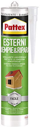 Pattex Sigillanti Light Esterni Riempie&Ripara, Sigillante universale acetico, Sigillante esterno trasparente, Sigillante impermeabile per interni ed esterni, 1x280ml cartuccia