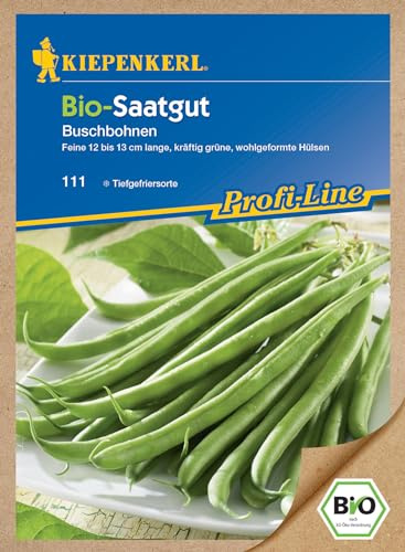 Kiepenkerl Profi-Line BIO Buschbohnensamen, 111 - Feine 12 bis 13 cm lange, kräftig grüne, wohlgeformte Hülsen - Bohnen, Gemüsesamen, Saatgut