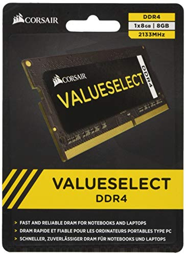 Corsair Value Select - Módulo de memoria de 8 GB (1 x 8 GB, SODIMM, DDR4, 2133 MHz, CL15), negro (CMSO8GX4M1A2133C15)
