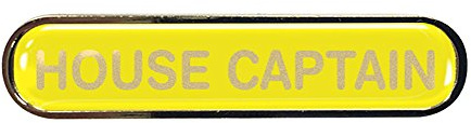 House Captain Gel Domed School Bar Badge (Yellow)