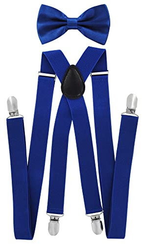 axy Herren Hosenträger mit Fliege - 4 Starken Clips X-Form