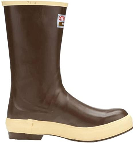XTRATUF Men’s Fishing Watertight Latex Neoprene Arch Support Slip Resistant Traction Legacy Boots, 12in - Plain Toe, Copper/Tan, 8
