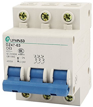 Sourcingmap DZ47-63 C63 AC 400V 63A 3 Pole Overload Protection Circuit Breaker