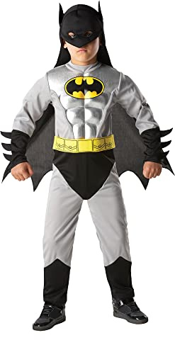 Rubie's Official DC Comics Batman Child's Metallic Muscle Chest Costume, Superhero Fancy Dress