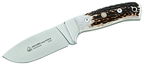 Puma IP Gürtelmesser Cervato Stag, Molybdän-Vanadium Stahl, Hirschhorn-Griffschalen, Lederscheide Jagd-/Outdoormesser