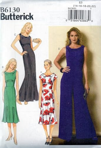 Butterick Patterns 6130 A5 Sizes 6-8 - 10-12 - 14 Misses Dress and Jumpsuit