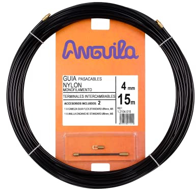 Anguila Guía Pasacables Nylon Negro ⌀4mm 15m T.Intercamb Electricista | Flexible, con alta facilidad de giro y buena fuerza de empuje; terminales intercambiables; incluye 2 accesorios