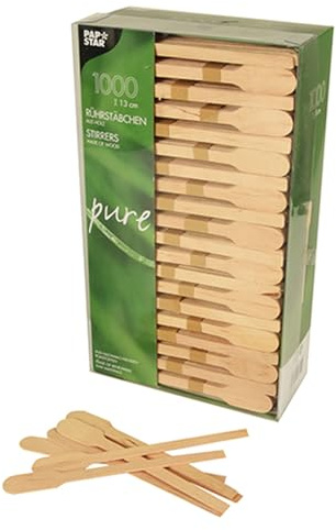 Papstar Rührstäbchen aus Holz, in Paddelform, pure, 13 cm, 5 x 1000 = 5000 Stück