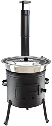 GRILLPLANET Eintopfofen Gulaschkanone Suppenkessel Ungarischer Gulaschofen Gulaschkessel 20 Liter Edelstahl mit Deckel