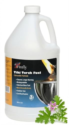 Firefly Fuel Tiki Torch Fuel – Clean-Burning Outdoor Lamp Oil for Tiki Torches and Lanterns. Low Smoke, Citronella Formula, Long-Lasting – Outdoor Patio & Garden Use - 1 Gallon
