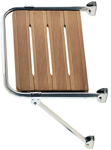 Badeplattform Trittstufe Bootstreppe Iroko-Holz 460 x 400mm | ABS | Breite: 460mm | Tiefe: 400mm