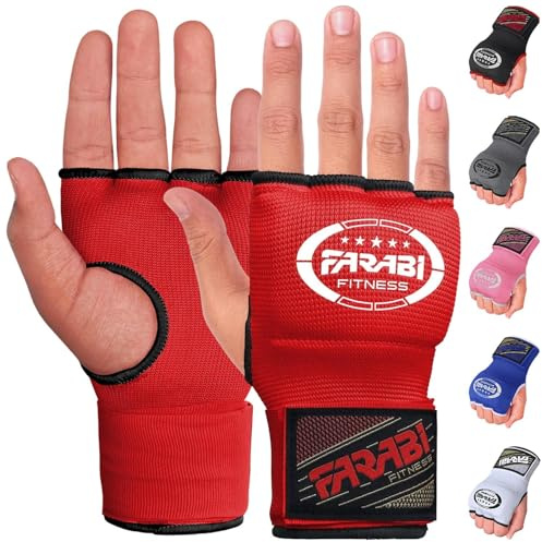 Farabi Sports Gel Padded Boxing Inner Gloves for Men & Women - Boxing Hand Wraps with 80cm Quick Elastic Wrist Strap - Under Mitts Handwraps for MMA, Muay Thai, Kickboxing, Punching & Martial Arts