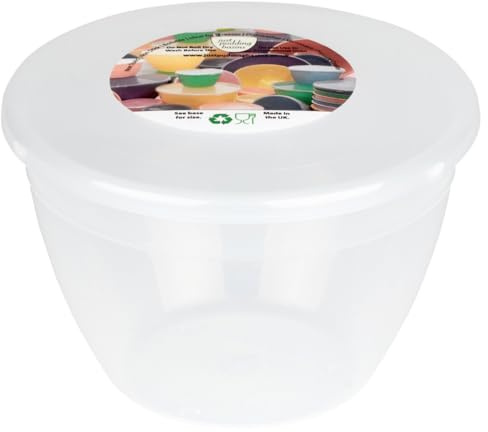 Just Pudding Basins 1 Pint Plastic Pudding Bowls with Lids, Reusable Steaming and Microwave Food Storage Containers for Christmas Desserts, Clear Kitchen Basins, 570ml 6 Pack