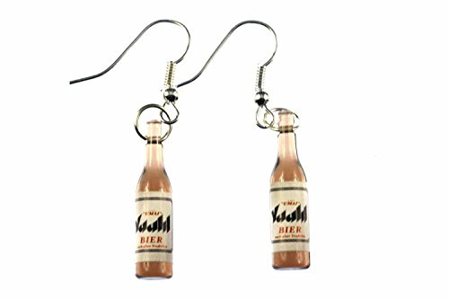 Miniblings ölörhängen ölflaskor ölörhängen pulle Pils flaska Vaald – handgjorda modesmycken I örhängen silverpläterade örhängen, 20mm, Plast