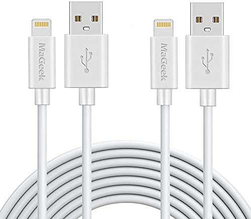 MaGeek® [Pack de 2 3.0m de Apple MFi Certificado Lightning para el Cable USB para el iPhone X/8 Plus/8/7/7 Plus/6s/6s Plus/6/6 Plus/5s/5, iPad mini/4/3/2, iPad Pro Air 2 (Blanco)