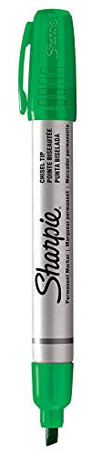 Sharpie Metal Barrel Permanent Marker Small Chisel Tip - Green (Box of 12)