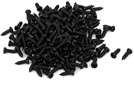 sourcing map 250stk. M2 x 6mm Schwarz Metall Kreuz Selbstschneidende | Rundkopf Schrauben