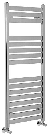 Warmehaus Designer Flat Panel Heated Towel Rail Radiator 1200 x 500 Chrome | Square Bars, Central Heating Ladder Style, Straight, Wall Mounted Bathroom Towel Warmer, Premium Mild Steel