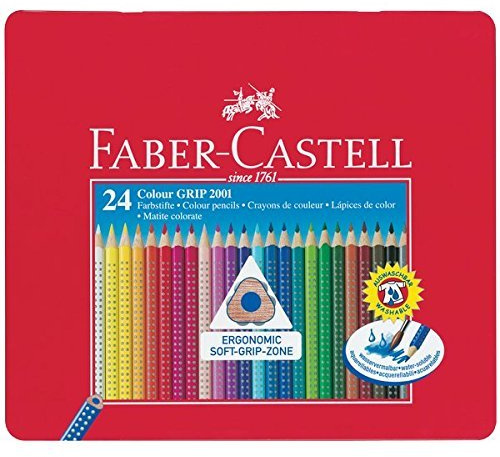 Faber Castell 112423 - Farbstifte Colour GRIP 2001, 24er Metalletui