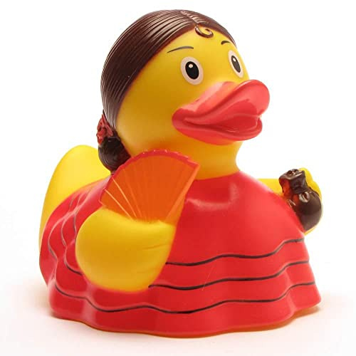 Duckshop I Badeente Flamenco I Quietscheente I L: 8,5 cm I Quietscheentchen I Geschenk für Tänzer I Präsent Sammler