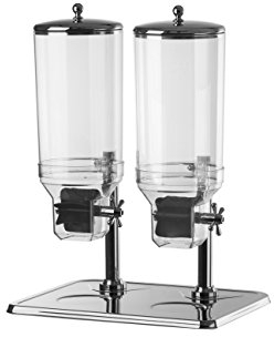 Expendedor de muesli y cereales Dispensador Dispensador Duo 2 x 7,5 litros Acero inoxidable con recipiente de plástico * profesional qaulität *