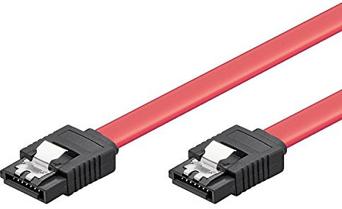 Ewent Cavo SATA III, Velocità 6Gbits con Clips in metallo, SATA L-Type, Rosso, 0.5 m