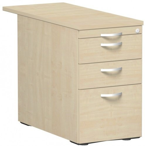 Geramöbel Standcontainer mit Hängeregistratur und 2 Metall-Schubfächern und 1000 mm Abdeckplatte, Utensilienschubfach, Metall-Rollschubführung, Zentralverriegelung, 438x1000x720, Ahorn/Ahorn/Ahorn