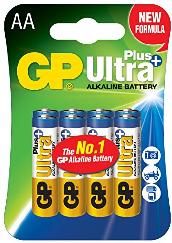 GP Batteries AA Ultra Plus Alkaline Battery - Chrome/Black/Red (Pack of 4)