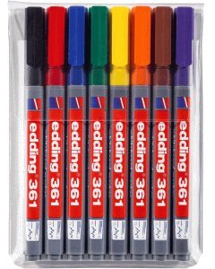 Edding Whiteboardmarker 1mm sortiert VE=8 Farben, Nachfüllbar, Runde Spitze, Markerstift, Whiteboardmarker