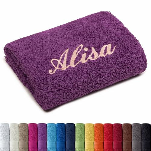 AR Line Besticken Sie Handtuch mit Namen oder mit Wunschtext Bestickt, Handtuch (50x100cm) in Orchidee