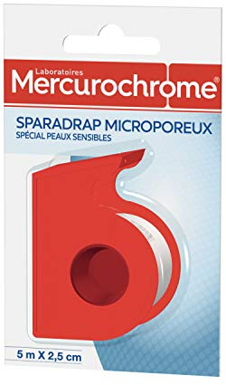 MERCUROCHROME - Sparadrap Microporeux Pansement Adhésif - 5 m x 2,5 cm - Spécial peaux sensibles