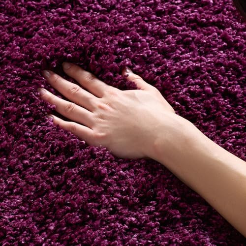 Safavieh Alfombra Shag Sala de Estar, Comedor, Dormitorio - California Shag Collection, Pelo Largo, Morado, 122 X 183 cm