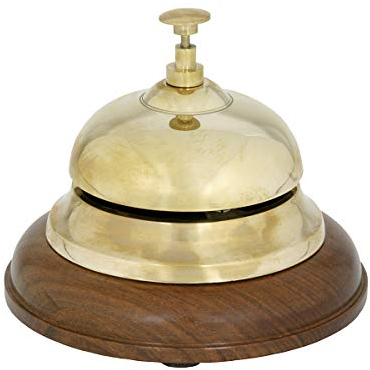 Tischglocke Messing - Unterteil massiv Holz (SHEESHAM WOOD-Ebenholz) - L - B - H cm