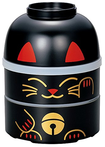 Big Bento Kokeshi Maneki Neko schwarz