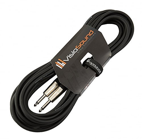 VisioSound Guitar Lead 6.35mm Mono Jack to Jack/Instrument Cable/Patch Lead / 6 Colours 10m Black