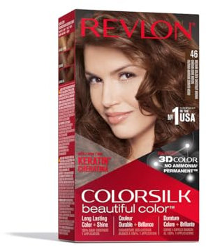 REVLON Colorsilk Beautiful Color, Coloración Capilar Permanente con Keratina y Aminoácidos, Color Intenso de Larga Duración, Sin Amoníaco, Resultado Natural, Tono 46 Castaño Cobrizo Dorado
