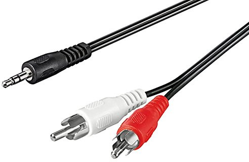 Goobay 51652 Adattatore Cavo Audio AUX, Jack da 3.5mm a Connettore RCA Stereo, CU, Nero, 10m Lunghezza del Cavo