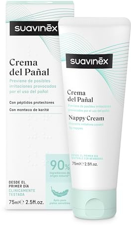 Suavinex Babyblöjkräm, skyddar mot irritation och rodnad, lämplig för känslig och nyfödd hud, blöjbyte med 90% naturliga ingredienser, krämig textur, 75 ml