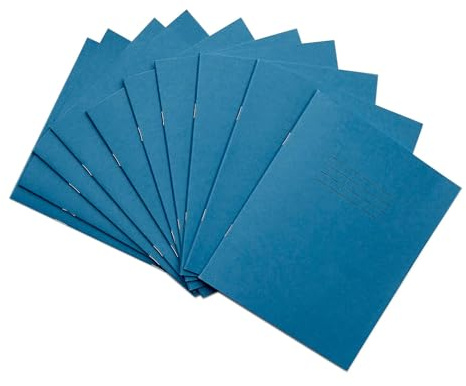 Rhino A5+ Exercise Books, 80-Page / 5mm Squared Paper Notebook, 10-Pack, 9 x 7 Writing Book, Office & School Stationery Supplies, Light Blue