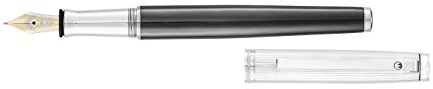 Waldmann Füllhalter Tuscany, Linien-Design, schwarz, Sterling Silber, 18Kt Goldfeder bicolor: mittel (M)