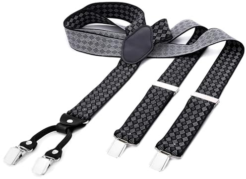 DonDon Hosenträger Herren extra stark 3,5 cm Hosenträger Herren breit in Y-Form lang - Starke Clips passend für Anzug Jeans Chinos Vintage Rockabilly Suspenders